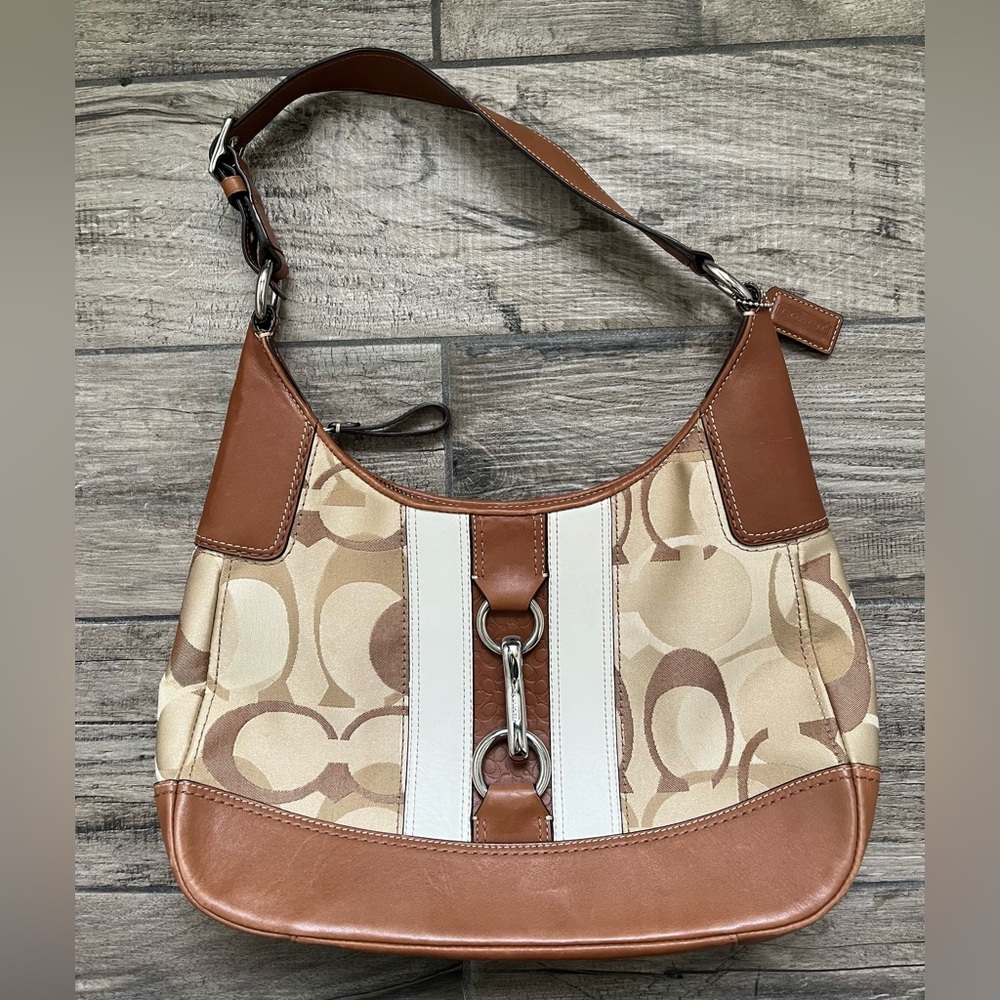 Coach Shoulder Bag Purse - Cognac & Cream